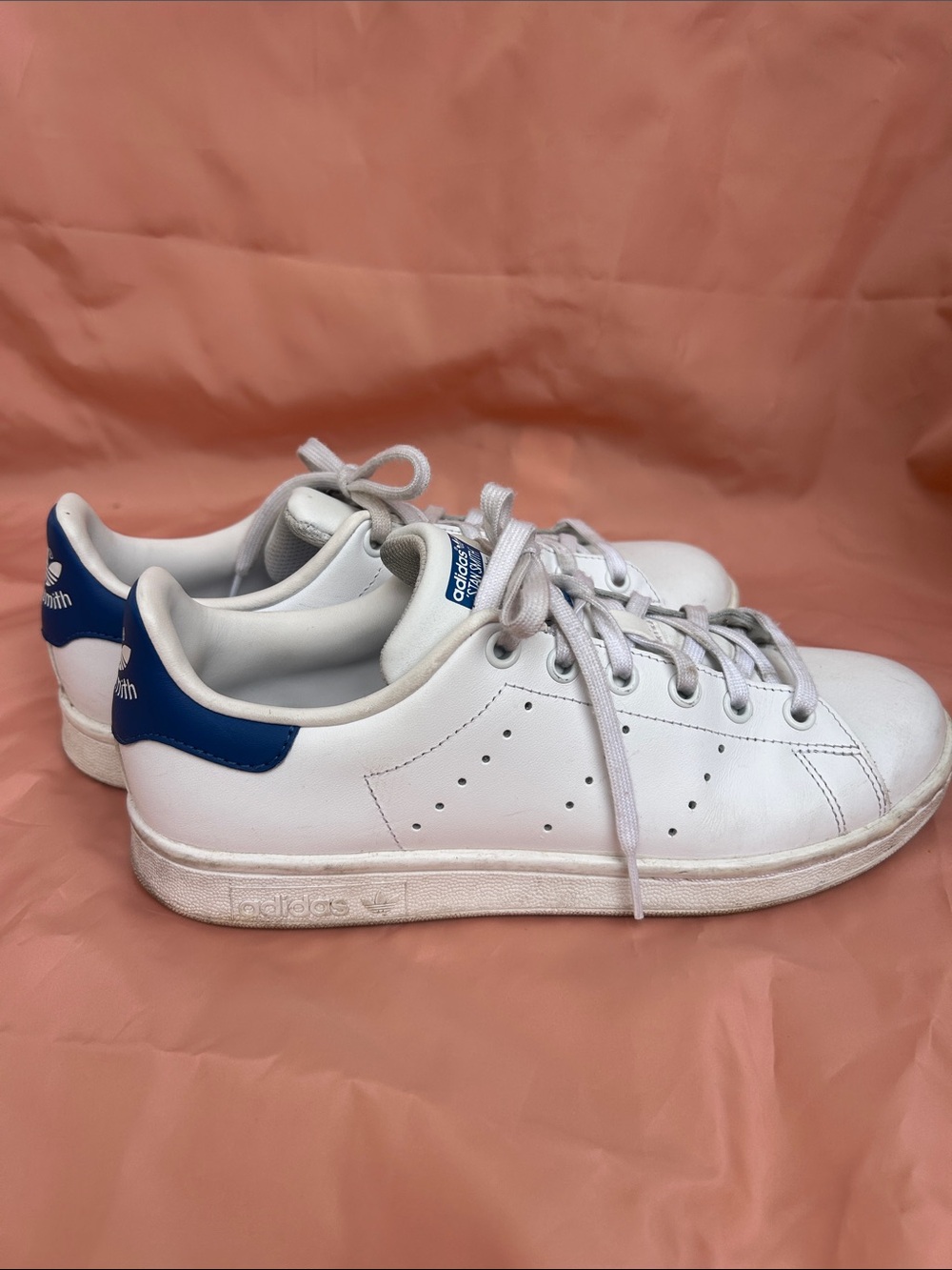 adidas White Sneakers with Blue Heel Tab